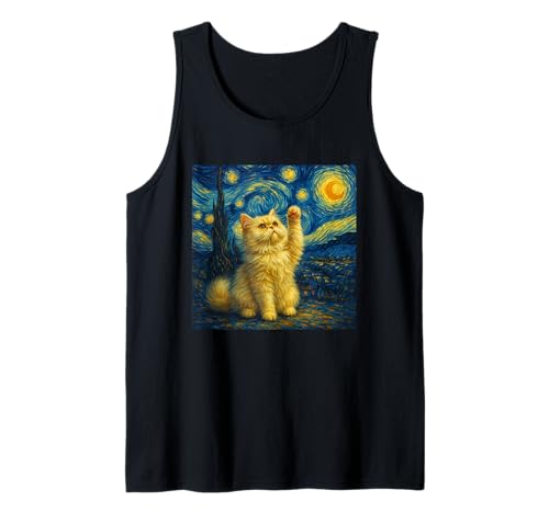 Sternennacht Katze Van Gogh Geschenk Perserkatze Katzen Mama Tank Top von Funny Black Cat Starry Night Van Gogh Cat Lovers