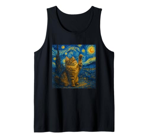 Sternennacht Katze Van Gogh Geschenk Perserkatze Katzen Mama Tank Top von Funny Black Cat Starry Night Van Gogh Cat Lovers