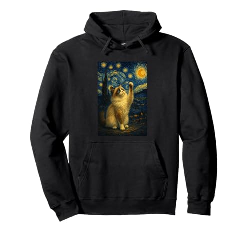 Sternennacht Katze Van Gogh Geschenk Ragdoll Katzen Mama Pullover Hoodie von Funny Black Cat Starry Night Van Gogh Cat Lovers