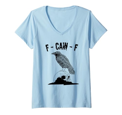 Damen F Caw F Black Caw Funny Black Brid F-Caw-F Brid Skelett T-Shirt mit V-Ausschnitt Damen F Caw F Black Caw Funny Black Brid F-Caw-F Brid Skelett T-Shirt mit V-Ausschnitt von Funny Black Caw Women Boys Girls