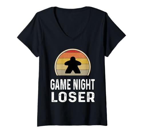 Damen Lustiges Brettspiel Nachtverlierer Brettspiel Liebhaber Familie Meeple T-Shirt mit V-Ausschnitt von Funny Board Game Gifts