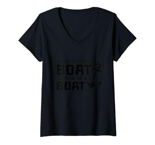 Damen Lustiges Geschenk für Bootsbesitzer mit Aufschrift What Happens On The Boat Stays T-Shirt mit V-Ausschnitt Damen Lustiges Geschenk für Bootsbesitzer mit Aufschrift What Happens On The Boat Stays T-Shirt mit V-Ausschnitt von Funny Boat Shirts And Gifts For Boat Owners
