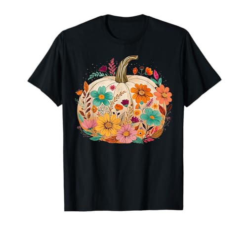 Retro Vintage Boho Kürbis Floral Halloween Herbst Vibes Frauen T-Shirt Retro Vintage Boho Kürbis Floral Halloween Herbst Vibes Frauen T-Shirt von Funny Boho Pumpkin Floral Fall for Autumn Vibes