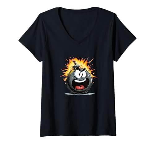 Damen Cool aussehendes und freches Bomben-Kostüm für Jungen und Mädchen T-Shirt mit V-Ausschnitt Damen Cool aussehendes und freches Bomben-Kostüm für Jungen und Mädchen T-Shirt mit V-Ausschnitt von Funny Bomb Outfit