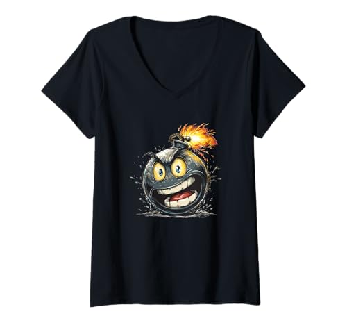Damen Explosive Bombe Kostüm für Bombenliebhaber T-Shirt mit V-Ausschnitt von Funny Bomb Outfit
