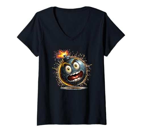 Damen Lustig aussehendes Bomben-Kostüm für Cartoon-Liebhaber T-Shirt mit V-Ausschnitt Damen Lustig aussehendes Bomben-Kostüm für Cartoon-Liebhaber T-Shirt mit V-Ausschnitt von Funny Bomb Outfit