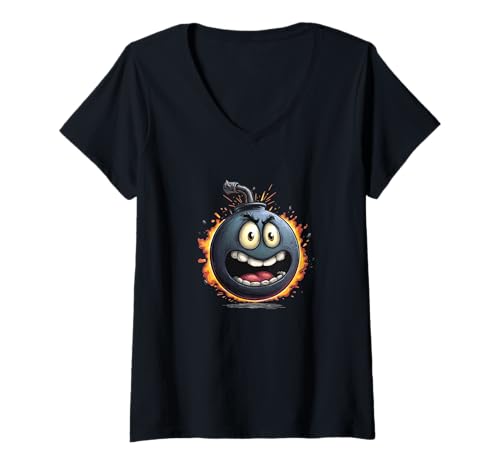 Damen Schöne runde Bombe mit Sicherung Kostüm für Erwachsene und Kinder T-Shirt mit V-Ausschnitt Damen Schöne runde Bombe mit Sicherung Kostüm für Erwachsene und Kinder T-Shirt mit V-Ausschnitt von Funny Bomb Outfit