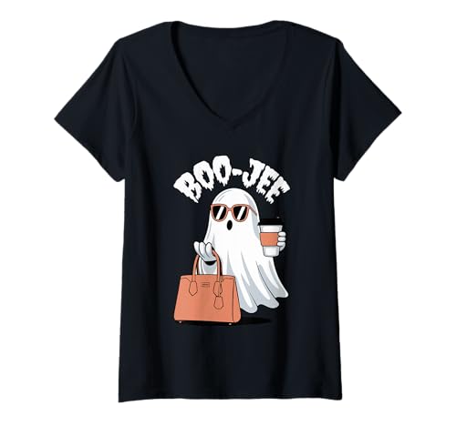 Damen Lustiger Boo-JEE Ghost Halloween Boo JEE Geist gruselig T-Shirt mit V-Ausschnitt Damen Lustiger Boo-JEE Ghost Halloween Boo JEE Geist gruselig T-Shirt mit V-Ausschnitt von Funny Boo-Jee Ghost halloween Shirt