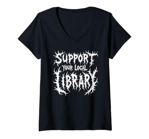 Damen Grunge Reading Support Your Local Library Halloween Kostüm T-Shirt mit V-Ausschnitt Damen Grunge Reading Support Your Local Library Halloween Kostüm T-Shirt mit V-Ausschnitt von Funny Book Enthusiast Bookworm Story Lovers