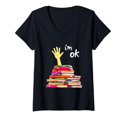 Damen I'm OK Funny Introvert Reader Witz Bücherwurm T-Shirt mit V-Ausschnitt von Funny Book Enthusiast Bookworm Story Lovers