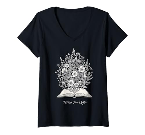 Damen Just One More Chapter Classic Reader Ästhetische Kunst T-Shirt mit V-Ausschnitt von Funny Book Enthusiast Bookworm Story Lovers