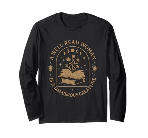 Gothic Feminist Book Lover A Well Read Woman Empowerment Langarmshirt von Funny Book Enthusiast Bookworm Story Lovers