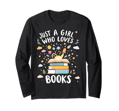 Liebenswert, nur EIN Mädchen, das Bücher liebt, süßer Bücherwurm Langarmshirt von Funny Book Enthusiast Bookworm Story Lovers
