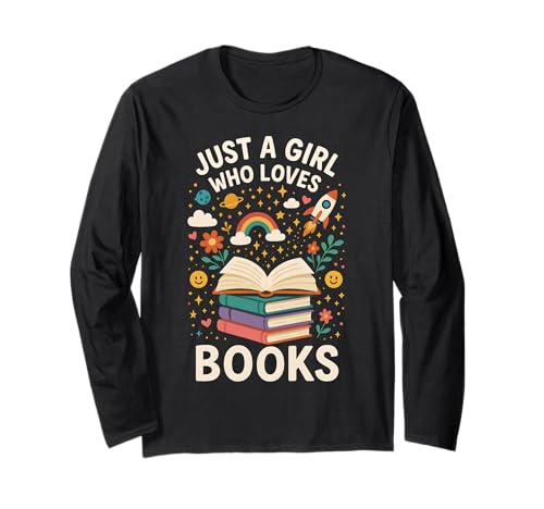 Nur EIN Mädchen, das Bücher liebt Charming Cosmic Cute Bookworm Langarmshirt von Funny Book Enthusiast Bookworm Story Lovers