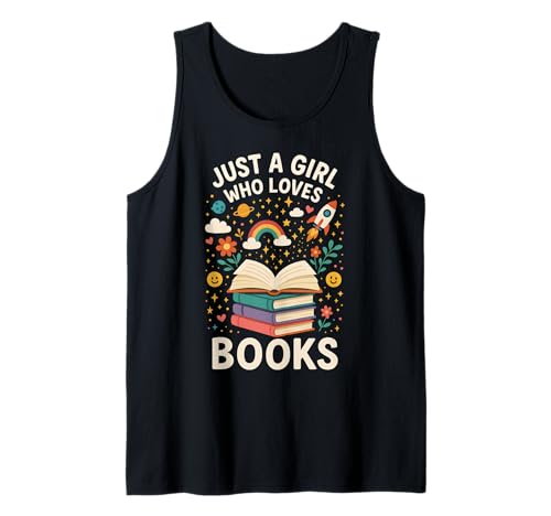 Nur EIN Mädchen, das Bücher liebt Charming Cosmic Cute Bookworm Tank Top von Funny Book Enthusiast Bookworm Story Lovers