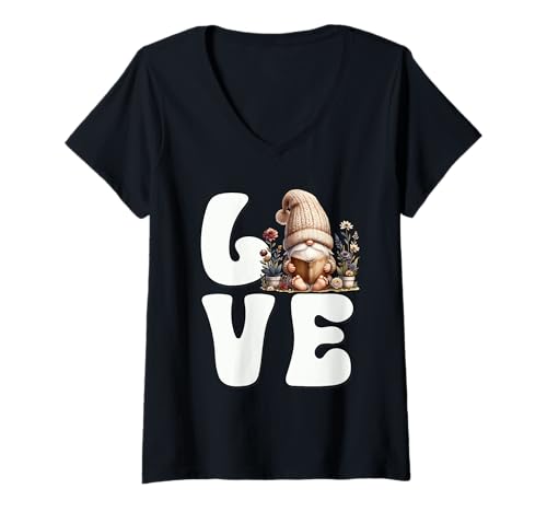 Damen Garden Grandpa Teacher GNOME Love Reading Books Graphic T-Shirt mit V-Ausschnitt Damen Garden Grandpa Teacher GNOME Love Reading Books Graphic T-Shirt mit V-Ausschnitt von Funny Book Reading Themed Gifts For Gnome Lovers
