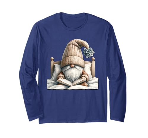 Funny Reading Teacher GNOME for Women and Men Who Love Books Langarmshirt von Funny Book Reading Themed Gifts For Gnome Lovers
