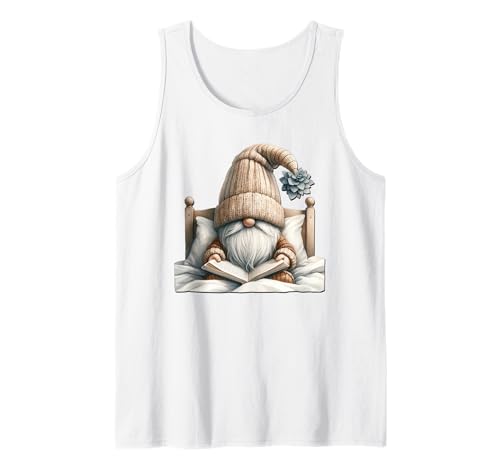Funny Reading Teacher GNOME for Women and Men Who Love Books Tank Top von Funny Book Reading Themed Gifts For Gnome Lovers
