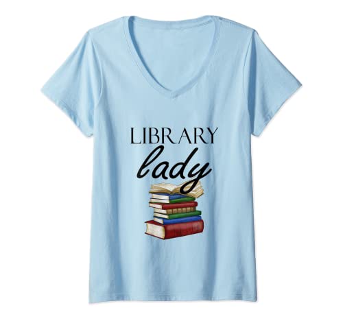 Damen Library Lady Librarian Bücherwurm Buch Reading T-Shirt mit V-Ausschnitt Damen Library Lady Librarian Bücherwurm Buch Reading T-Shirt mit V-Ausschnitt von Funny Bookworms Reading Book Librarians