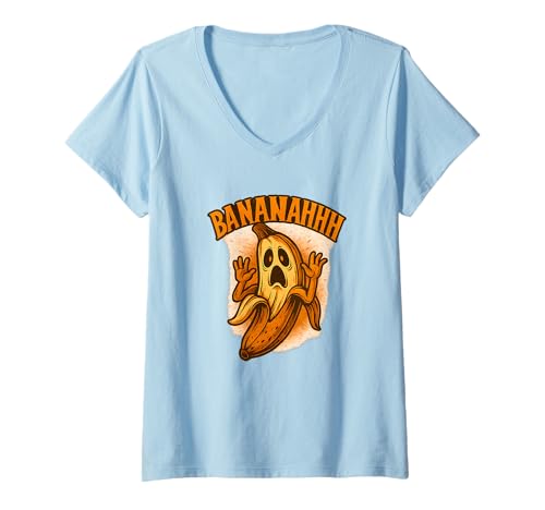 Damen Halloween Shirt Bananahh Lustig Banane Geist Geschenk T-Shirt mit V-Ausschnitt Damen Halloween Shirt Bananahh Lustig Banane Geist Geschenk T-Shirt mit V-Ausschnitt von Funny Boonana Halloween Ghost Banana