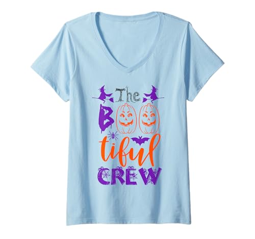 Damen The Bootiful Crew Friends Sista Boos Lustiger Halloween-Boo-Spaß T-Shirt mit V-Ausschnitt Damen The Bootiful Crew Friends Sista Boos Lustiger Halloween-Boo-Spaß T-Shirt mit V-Ausschnitt von Funny Bootiful Costumes Family Men Women Kids Gift