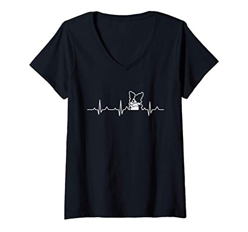 Damen Border Collie Mom Funny Border Collie Herzschlag EKG T-Shirt mit V-Ausschnitt Damen Border Collie Mom Funny Border Collie Herzschlag EKG T-Shirt mit V-Ausschnitt von Funny Border Collie Mom Gift for Mom