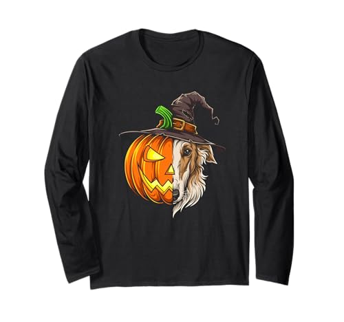 Borzoi Kürbis Jack O Laterne Halloween Kinder Herren Damen Langarmshirt Borzoi Kürbis Jack O Laterne Halloween Kinder Herren Damen Langarmshirt von Funny Borzoi Dog Lovers Halloween Pumpkin Outfits