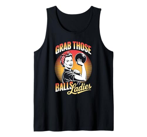 Grab Those Balls Damen Bowling Retro für Frauen Tank Top von Funny Bowling Team