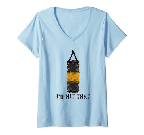 Damen Lustige Boxtasche "I'd Hit That" T-Shirt mit V-Ausschnitt Damen Lustige Boxtasche "I'd Hit That" T-Shirt mit V-Ausschnitt von Funny Boxing Bag I'd Hit That