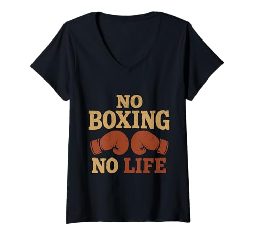 Damen No Boxing No Life Boxhandschuhe Boxhandschuhe T-Shirt mit V-Ausschnitt Damen No Boxing No Life Boxhandschuhe Boxhandschuhe T-Shirt mit V-Ausschnitt von Funny Boxing Kickboxing Gift Ideas & Boxer Outfits