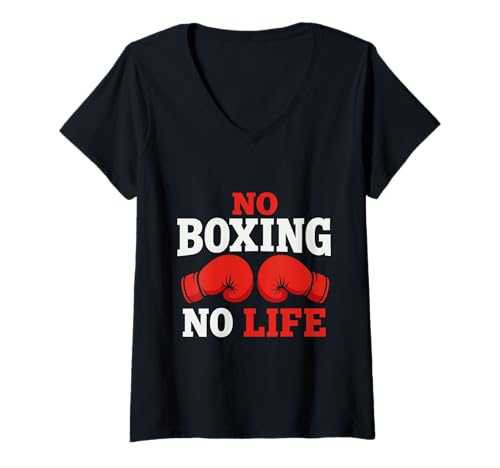 Damen No Boxing No Life Boxhandschuhe Boxhandschuhe T-Shirt mit V-Ausschnitt Damen No Boxing No Life Boxhandschuhe Boxhandschuhe T-Shirt mit V-Ausschnitt von Funny Boxing Kickboxing Gift Ideas & Boxer Outfits