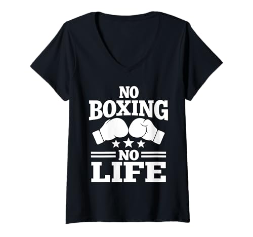 Damen No Boxing No Life Boxhandschuhe Boxhandschuhe T-Shirt mit V-Ausschnitt Damen No Boxing No Life Boxhandschuhe Boxhandschuhe T-Shirt mit V-Ausschnitt von Funny Boxing Kickboxing Gift Ideas & Boxer Outfits