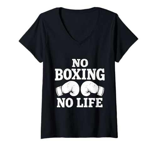 Damen No Boxing No Life Boxhandschuhe Boxhandschuhe T-Shirt mit V-Ausschnitt Damen No Boxing No Life Boxhandschuhe Boxhandschuhe T-Shirt mit V-Ausschnitt von Funny Boxing Kickboxing Gift Ideas & Boxer Outfits