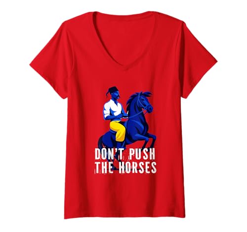 Damen Don't Push The Horses Lustiger Box-Kosakenhut T-Shirt mit V-Ausschnitt Damen Don't Push The Horses Lustiger Box-Kosakenhut T-Shirt mit V-Ausschnitt von Funny Boxing Quotes