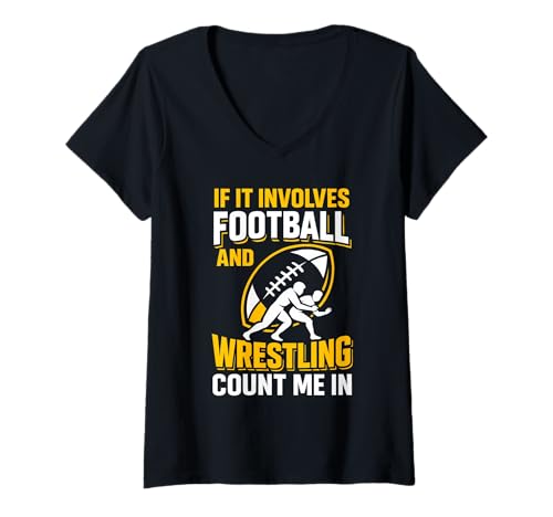Damen Wenn es um Fußball und Wrestling geht, Count Me In Wrestler T-Shirt mit V-Ausschnitt Damen Wenn es um Fußball und Wrestling geht, Count Me In Wrestler T-Shirt mit V-Ausschnitt von Funny Boys Wrestling Graphics Tees