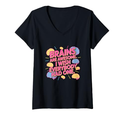 Damen Lustige Gehirnmeme-Gehirne sind großartig, ich wünschte, jeder hätte eines T-Shirt mit V-Ausschnitt Damen Lustige Gehirnmeme-Gehirne sind großartig, ich wünschte, jeder hätte eines T-Shirt mit V-Ausschnitt von Funny Brain Quotes Funny Brains Are Awesome Shirt