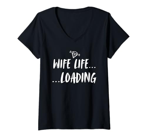 Damen Junggesellinnenabschied Ehefrau Leben Loading Cute T-Shirt mit V-Ausschnitt Damen Junggesellinnenabschied Ehefrau Leben Loading Cute T-Shirt mit V-Ausschnitt von Funny Bride
