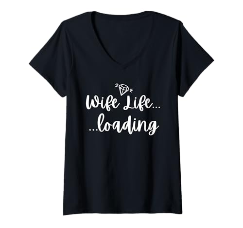 Damen Wife Life Loading Süße Bachelorette-Party T-Shirt mit V-Ausschnitt Damen Wife Life Loading Süße Bachelorette-Party T-Shirt mit V-Ausschnitt von Funny Bride