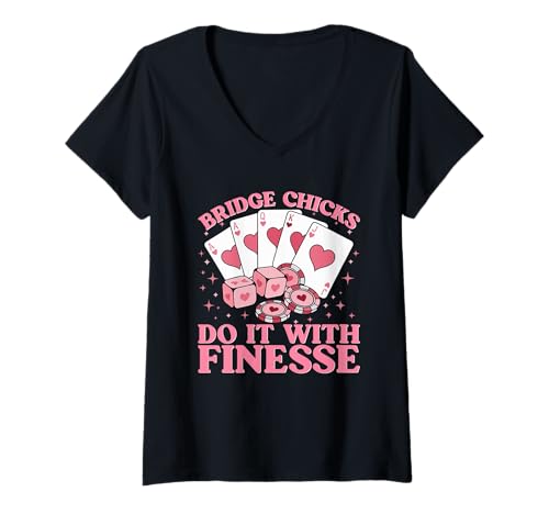Damen Bridge Chicks Machen es mit Finesse T-Shirt mit V-Ausschnitt Damen Bridge Chicks Machen es mit Finesse T-Shirt mit V-Ausschnitt von Funny Bridge Player Card Game