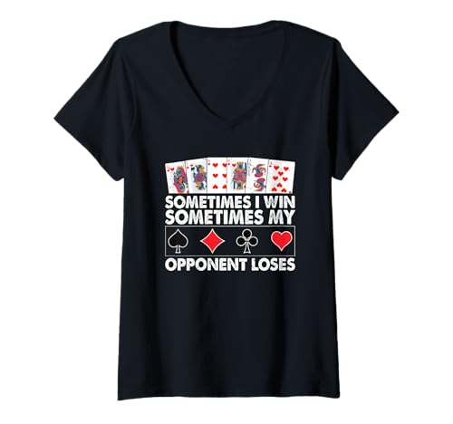 Damen Manchmal gewinne ich Manchmal verliert Mein Gegner T-Shirt mit V-Ausschnitt Damen Manchmal gewinne ich Manchmal verliert Mein Gegner T-Shirt mit V-Ausschnitt von Funny Bridge Player Cardplay Humor Jokes