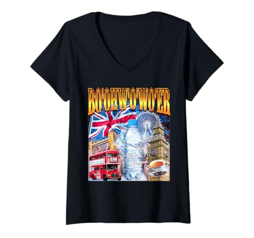 Damen Lustiges Joke Meme Bootleg mit Wasserflasche und britischem Akzent T-Shirt mit V-Ausschnitt Damen Lustiges Joke Meme Bootleg mit Wasserflasche und britischem Akzent T-Shirt mit V-Ausschnitt von Funny British Accent Joke Bootleg Meme SoulmateArt