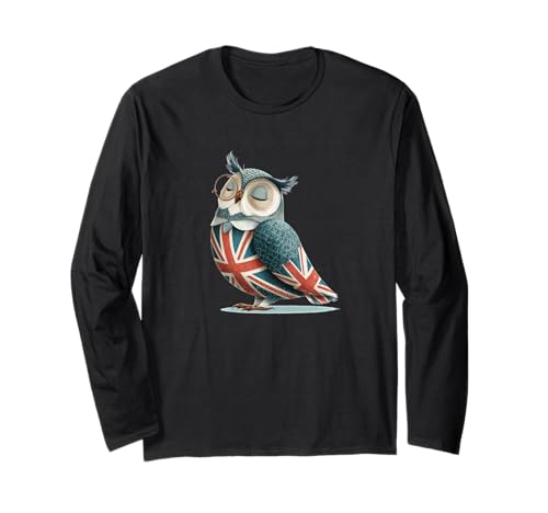 Tolle Eule mit britischen Farben für Erwachsene und Kinder Langarmshirt Tolle Eule mit britischen Farben für Erwachsene und Kinder Langarmshirt von Funny British Owl Outfit