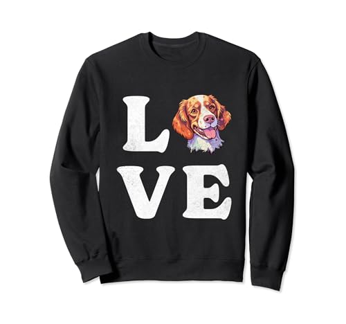Niedliches Bretagne Spaniel Hund Liebe Herz Mama und Papa Sweatshirt von Funny Brittany Dog Lovers Valentine's Day Designs