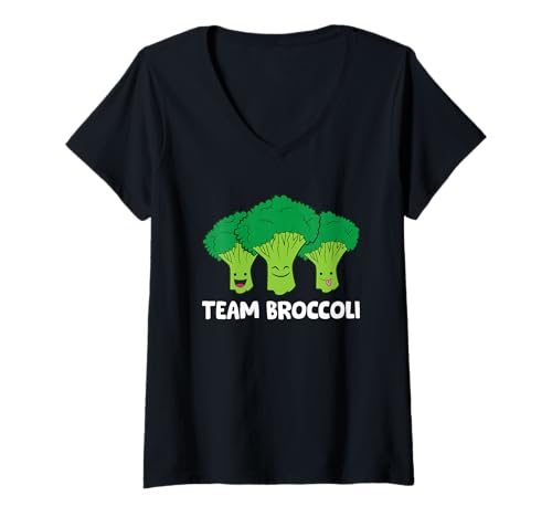 Damen Brokkoli Lover Team Brokkoli Vegan Vegetarisch Brokkoli T-Shirt mit V-Ausschnitt von Funny Broccoli Gifts