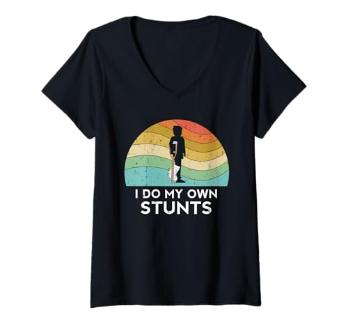 Damen Gebrochenes Bein, ich Mache Meine eigenen Stunts, Verletzung, Gute Besserung, Arm, Hand T-Shirt mit V-Ausschnitt Damen Gebrochenes Bein, ich Mache Meine eigenen Stunts, Verletzung, Gute Besserung, Arm, Hand T-Shirt mit V-Ausschnitt von Funny Broken Arm Leg Foot Apparel