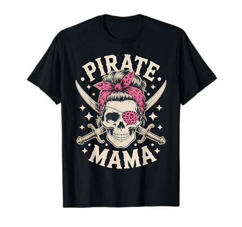 Pirate Mama Vintage Totenkopf Schwerter Rosa Bandana Fierce Mom T-Shirt Pirate Mama Vintage Totenkopf Schwerter Rosa Bandana Fierce Mom T-Shirt von Funny Buccaneer Family Skull Halloween Costume