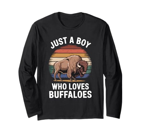 Just A Boy Who Loves Buffaloes Animal Fan Kids Buffalo Langarmshirt Just A Boy Who Loves Buffaloes Animal Fan Kids Buffalo Langarmshirt von Funny Buffalo Lover Clothing
