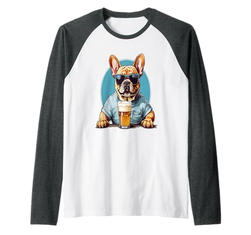 Coole französische Bulldogge Bier Grafik für Männer Frauen Raglan Coole französische Bulldogge Bier Grafik für Männer Frauen Raglan von Funny Bulldog Breeds for Men Women Graphic Print