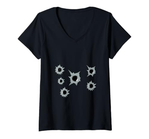 Damen Lustiges, blutbeflecktes Halloween-T-Shirt mit Aufschrift „Ich T-Shirt mit V-Ausschnitt Damen Lustiges, blutbeflecktes Halloween-T-Shirt mit Aufschrift „Ich T-Shirt mit V-Ausschnitt von Funny Bullet Hole Blood
