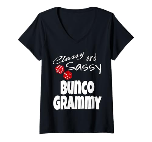 Damen Classy and Sassy Bunco, Gewinner des Grammy Grandma Dice Game T-Shirt mit V-Ausschnitt Damen Classy and Sassy Bunco, Gewinner des Grammy Grandma Dice Game T-Shirt mit V-Ausschnitt von Funny Bunco Gifts
